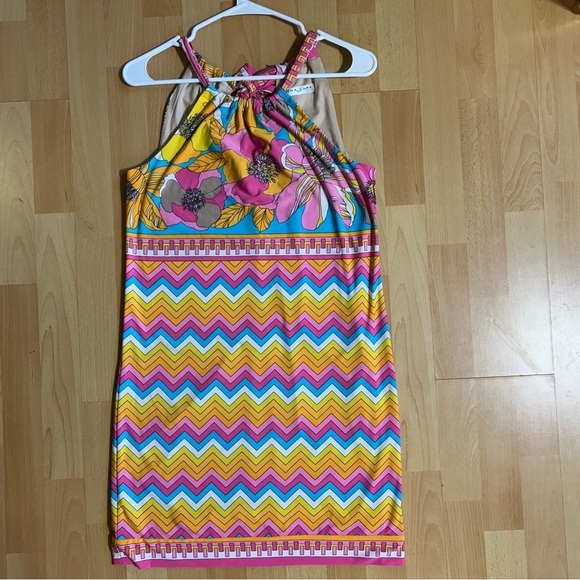 Trina Turk Pink and Yellow Halter Sundress Mini - Picture 10 of 13